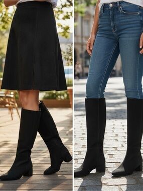 NIB Bandolino Women's Addyson Tall Wide Calf Block Heel Dress Boots Size 8